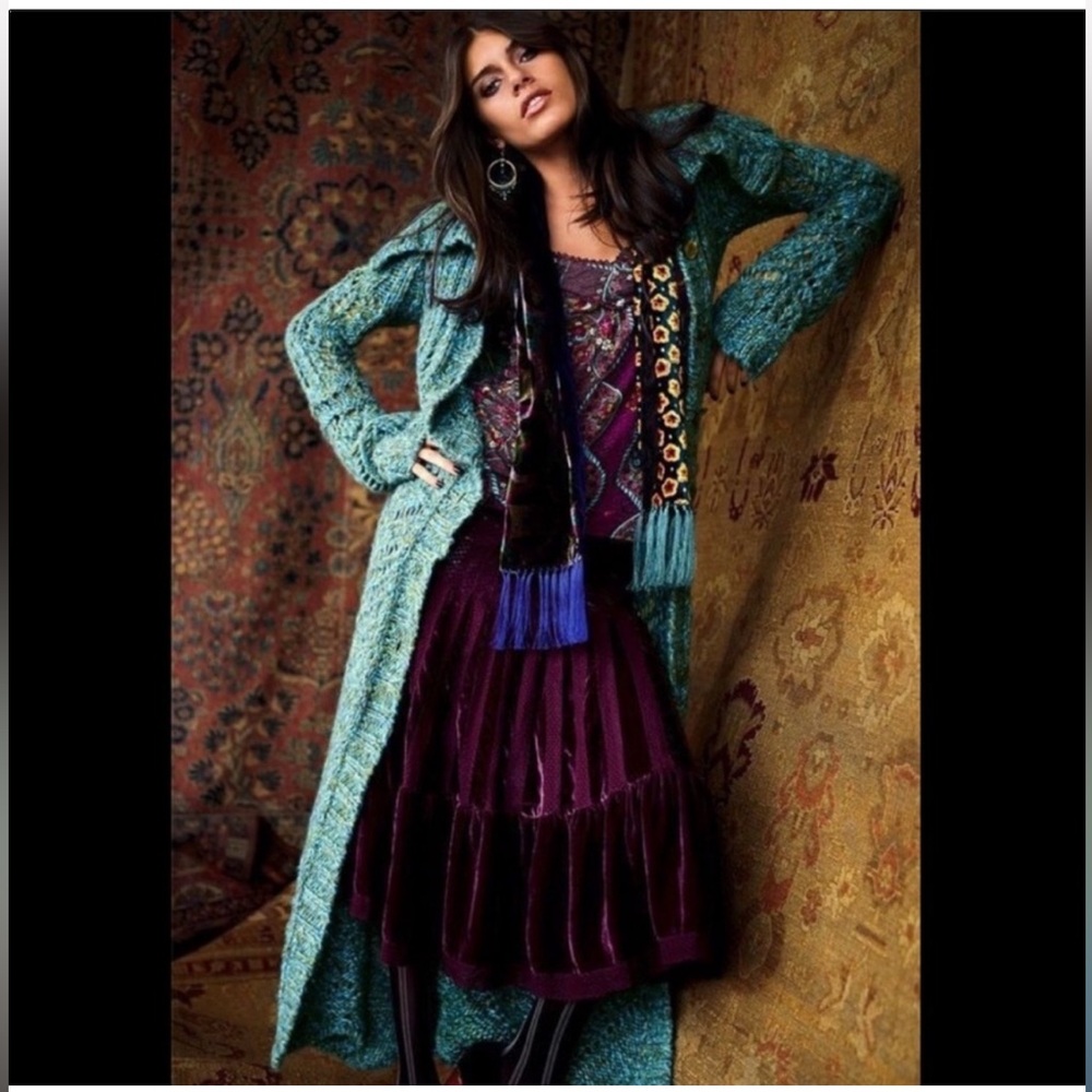 Free people Budapest Teal Knit Cardigan